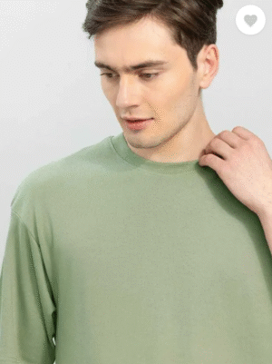 Men Solid Round Neck Cotton Blend Green T-Shirt