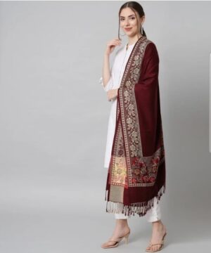 Krew Wool Self Design Women Shawl